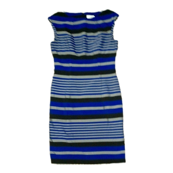 Calvin Klein Blue Striped Sheath Dress - Picture 2 of 4